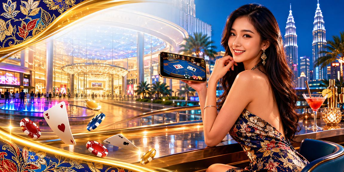 Pemain Baccarat di Kuala Lumpur dengan pakaian batik menikmati permainan meja kasino