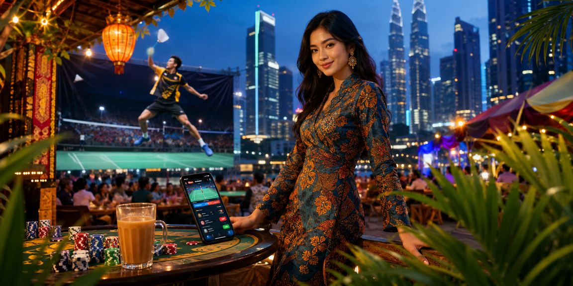 Pemain mengakses kasino mudah alih bento123 di Kuala Lumpur dengan motif batik tempatan